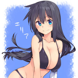 This is a pixiv picture whose title is 黒ビキニなエリア.