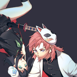 This is a pixiv picture whose title is 錆兎と真菰.