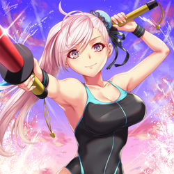 This is a pixiv picture whose title is 競泳水着武蔵.