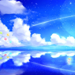 This is a pixiv picture whose title is 「どこまでも広がる世界」.