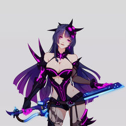 This is a pixiv picture whose title is 雷电女王的鬼铠.