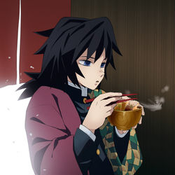 This is a pixiv picture whose title is 義勇と鮭大根.