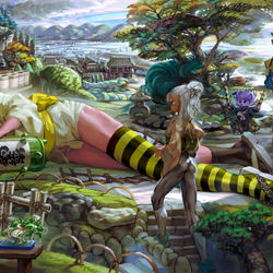 This is a pixiv picture whose title is 鬼宿庭園.