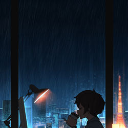 This is a pixiv picture whose title is 残業.