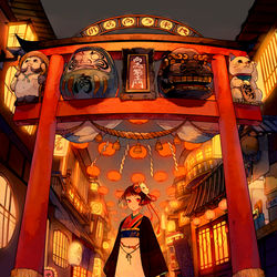 This is a pixiv picture whose title is 鳥居大門.