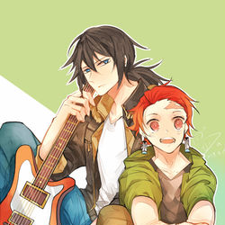 This is a pixiv picture whose title is 鬼滅樂團.