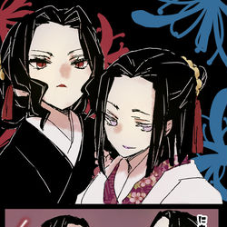 This is a pixiv picture whose title is 【鬼滅の刃】鬼舞辻さんちの花姉妹(♂).