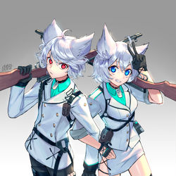 This is a pixiv picture whose title is 猟犬姉弟.