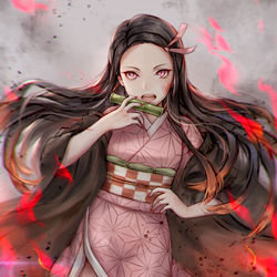 This is a pixiv picture whose title is 禰豆子🔥.