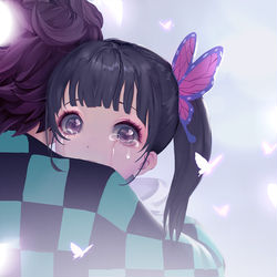 This is a pixiv picture whose title is 希望炭治郎能给栗花落香奈乎一个治愈的拥抱.
