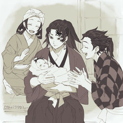 This is a pixiv picture whose title is 竈門家(先祖)と縁壱.