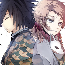 This is a pixiv picture whose title is 義勇と錆兎.