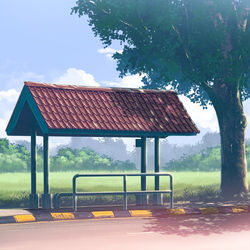 This is a pixiv picture whose title is Bus Stop.