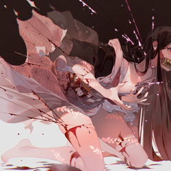 This is a pixiv picture whose title is 爆血.