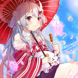 This is a pixiv picture whose title is 【お仕事】百鬼あやめ一周年記念.
