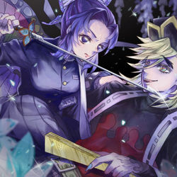 This is a pixiv picture whose title is 蟲柱vs上弦の弐.