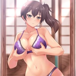 This is a pixiv picture whose title is 下着選び中の加賀さん.