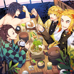 This is a pixiv picture whose title is 鬼滅の刃-夕食.