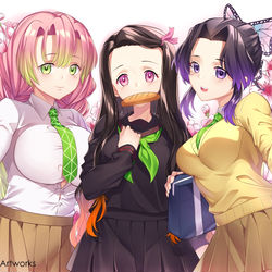 This is a pixiv picture whose title is Kimetsu no Yaiba Gakuen.