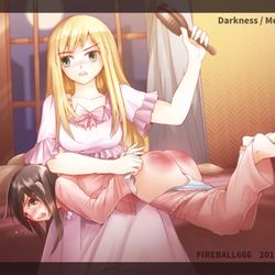 This is a pixiv picture whose title is Darkness/Megumin.