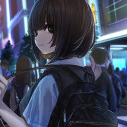 This is a pixiv picture whose title is 孤独症女.