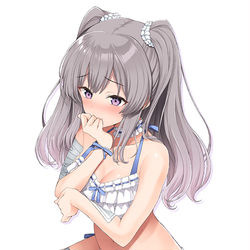 This is a pixiv picture whose title is 水着姿を見られて恥ずかしがる霧子さん.