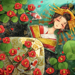 This is a pixiv picture whose title is 散華.