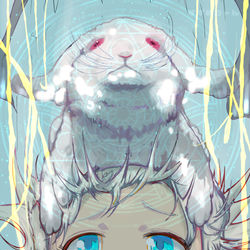 This is a pixiv picture whose title is 頭にうさぎが乗ってきて魔法詠唱し始めてびびった！.
