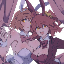 This is a pixiv picture whose title is ぐだ子ちゃんと女体化投影魔術.