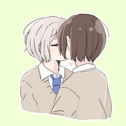 This is a pixiv picture whose title is 不意打ちキッス.