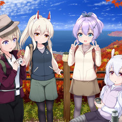 This is a pixiv picture whose title is 秋の主人公組.