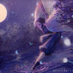 This is a pixiv picture whose title is 夜.