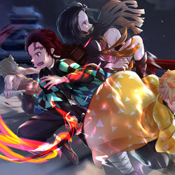 This is a pixiv picture whose title is 鬼滅の刃.
