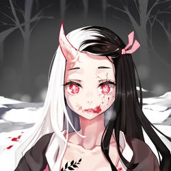 This is a pixiv picture whose title is 上弦 竈門禰豆子.
