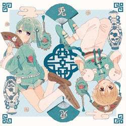 This is a pixiv picture whose title is 青チャイナ.