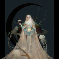 This is a pixiv picture whose title is 月.