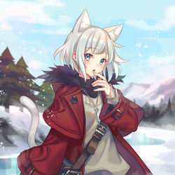 This is a pixiv picture whose title is 赤コート.