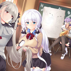 This is a pixiv picture whose title is 【アズレン】文化祭の準備【イラストリアス姉妹】.