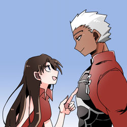 This is a pixiv picture whose title is 遠坂凛さんとアーチャー.