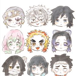 This is a pixiv picture whose title is 鬼殺隊 柱あつめ.