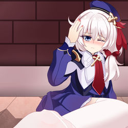 This is a pixiv picture whose title is 德莉莎摔倒啦.