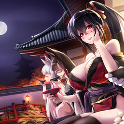 This is a pixiv picture whose title is 月見酒.