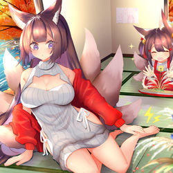 This is a pixiv picture whose title is 天城と赤城ちゃんと秋の生け花教室.