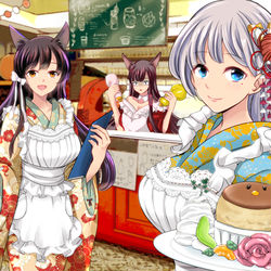 This is a pixiv picture whose title is 重桜メイド喫茶店.