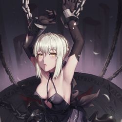 This is a pixiv picture whose title is 黑saber.