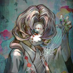 This is a pixiv picture whose title is 「十二鬼月-下弦の伍- 累」【メイキングあり】.
