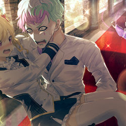 This is a pixiv picture whose title is 「逃げますよ！リオン様！！！」.