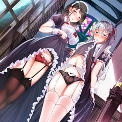 This is a pixiv picture whose title is たくしあげツインメイド.
