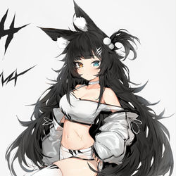 This is a pixiv picture whose title is 黒と白.