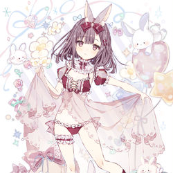 This is a pixiv picture whose title is レースなお花のうさぎさん.